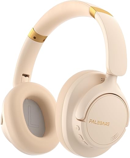 Headphones Wireless Bluetooth, Noise Cancelling Headphones, Over Ear Bluetooth Headphones with Mic, 80H Playtime, Deep Bass, Comfort Fit, Portable Lightweight Headphones for Travel, Home