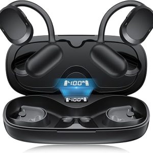 Open Ear Headphones, Open Ear Earbuds, IPX7 Waterproof, Bluetooth 5.3 True Wireless Sports Over Ear Earbuds with Earhooks, Built-in Mic, Crystal-Clear Calls for Running Workout Cycling Driving